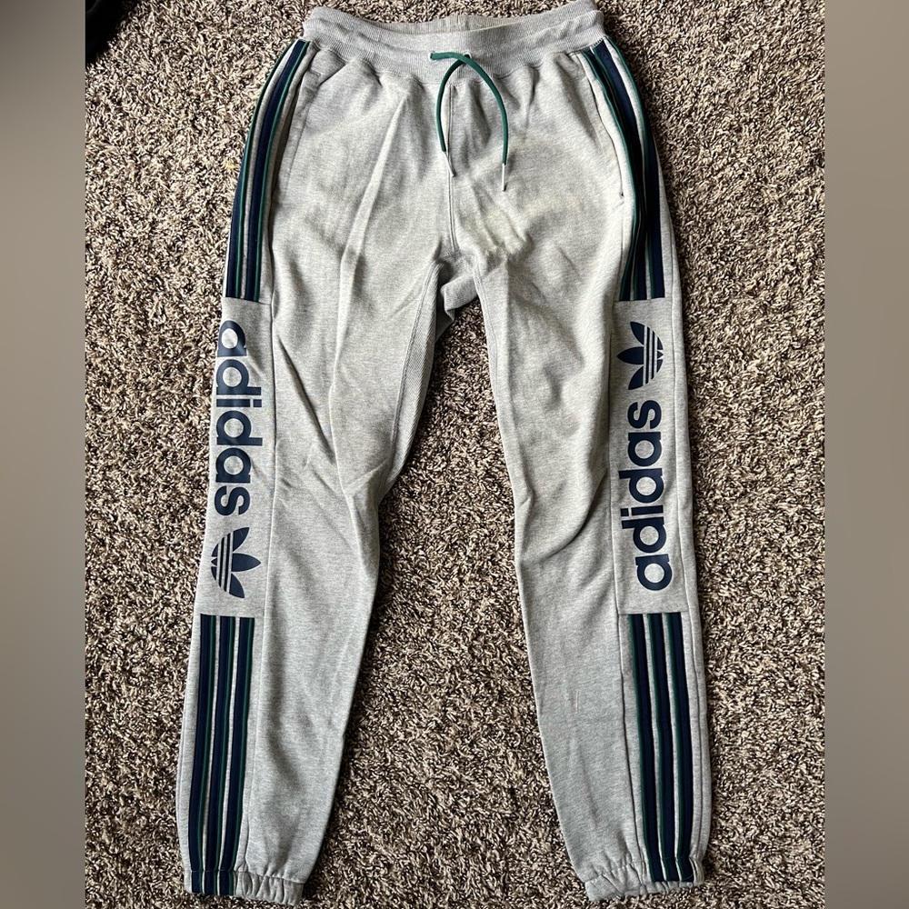 Gray, Blue & Green Adidas Jogger Sweats